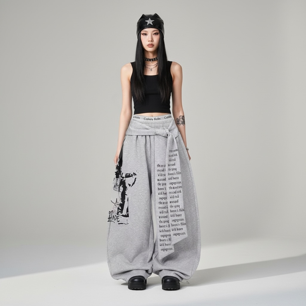 Gothic Y2K Baggy Letter Print Pants