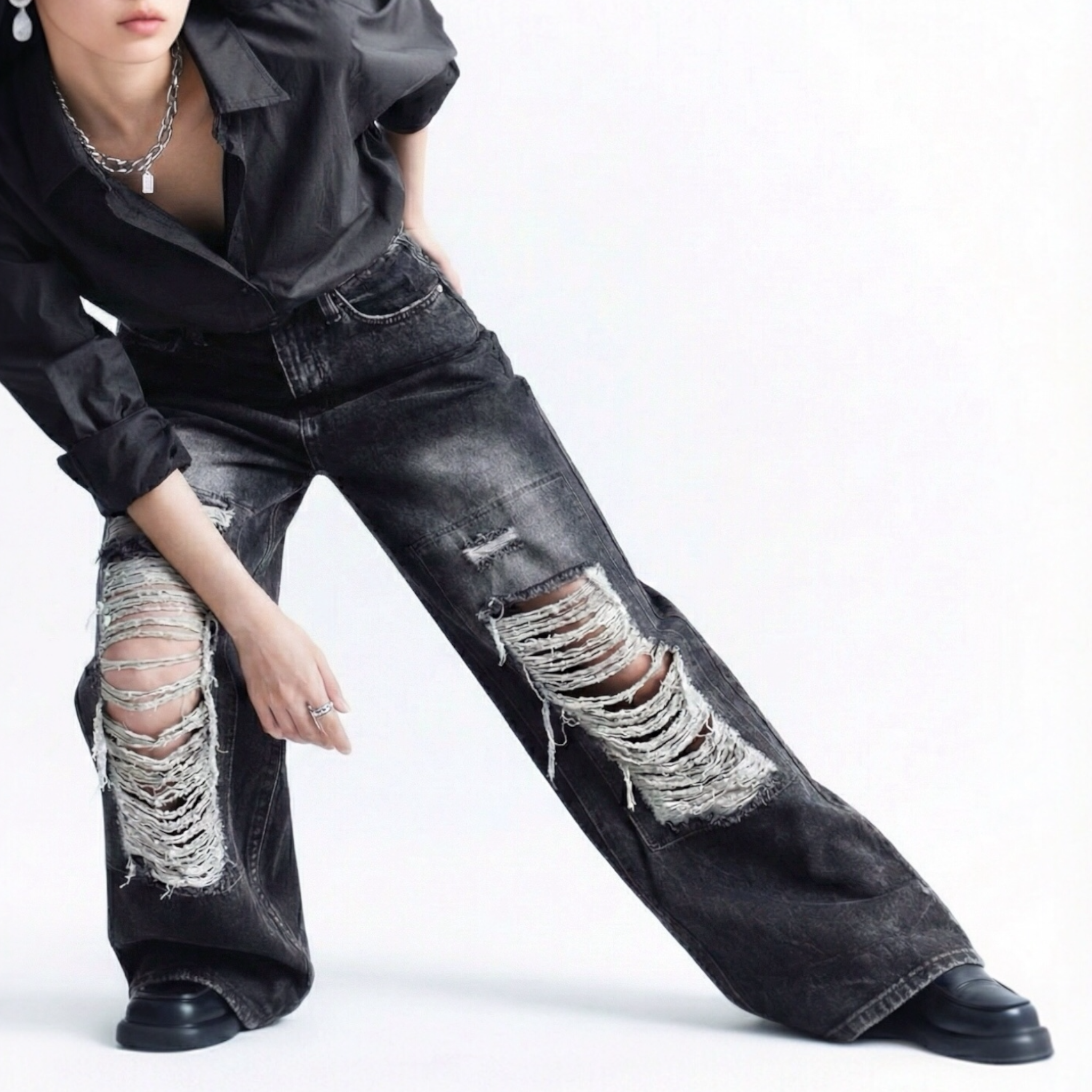 High-Waist Gothic Jeans