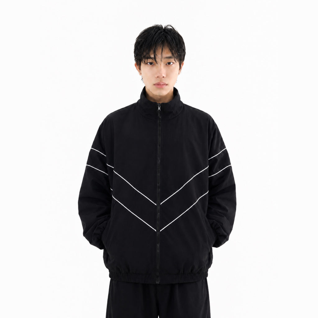 Reflective Stripe Windbreaker Jacket – Y2K Streetwear