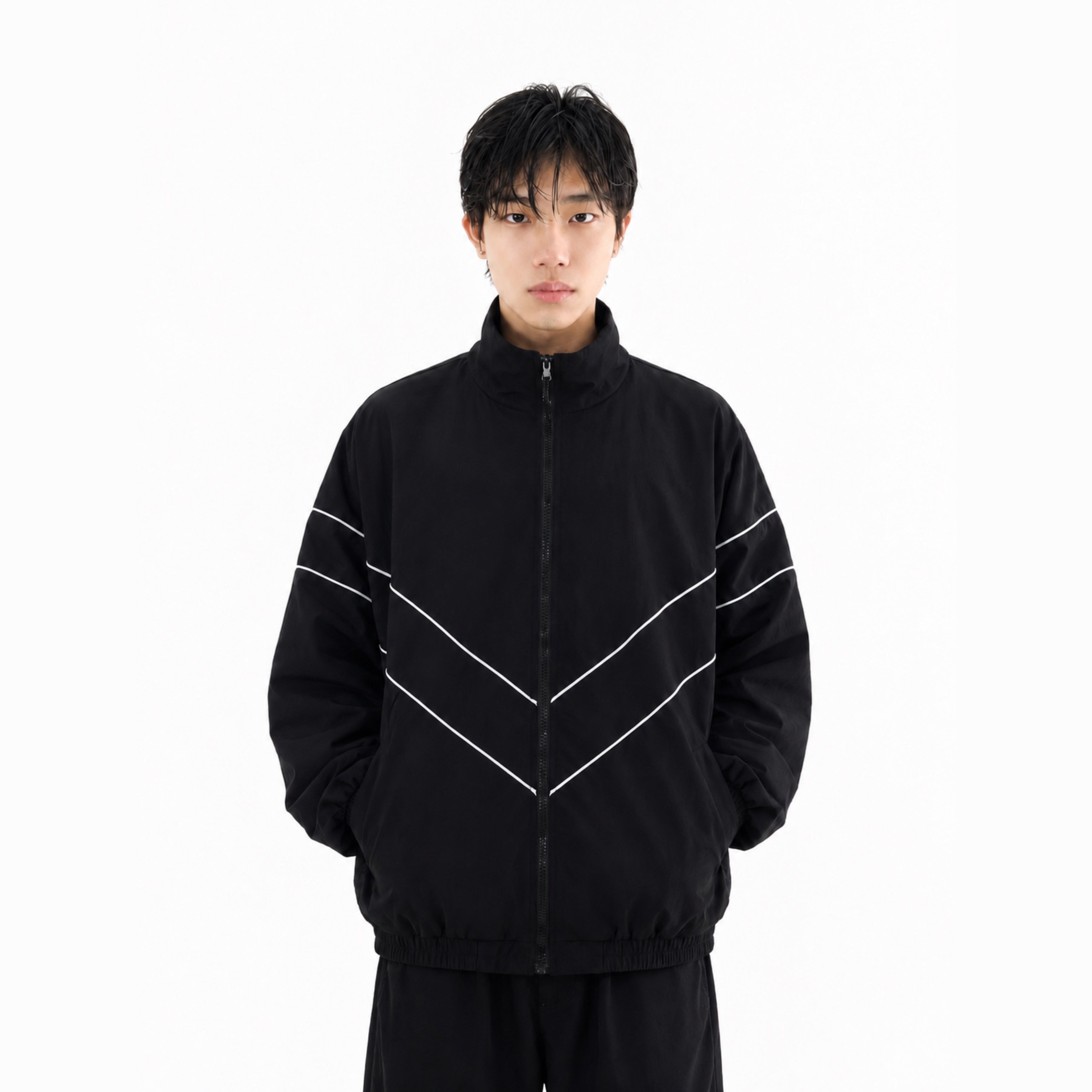 Reflective Stripe Windbreaker Jacket – Y2K Streetwear