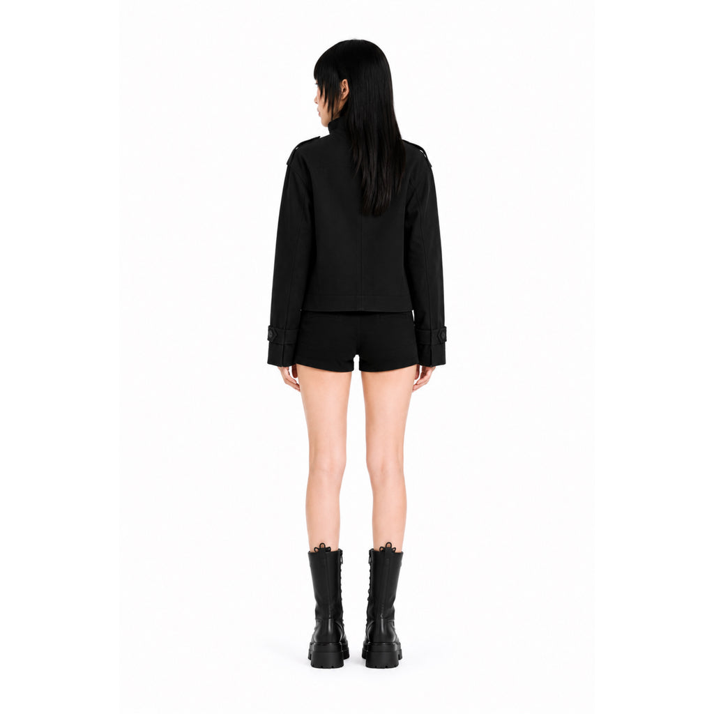 Women’s Stand Collar Wool Blend Jacket – Loose Fit Coat