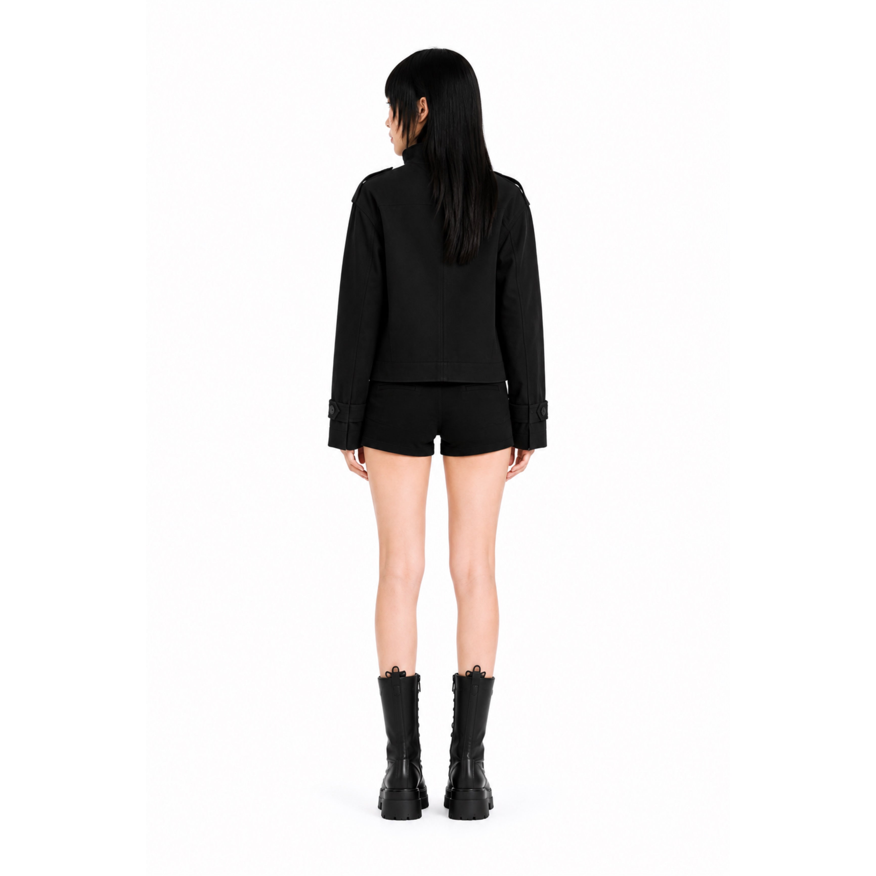 Women’s Stand Collar Wool Blend Jacket – Loose Fit Coat