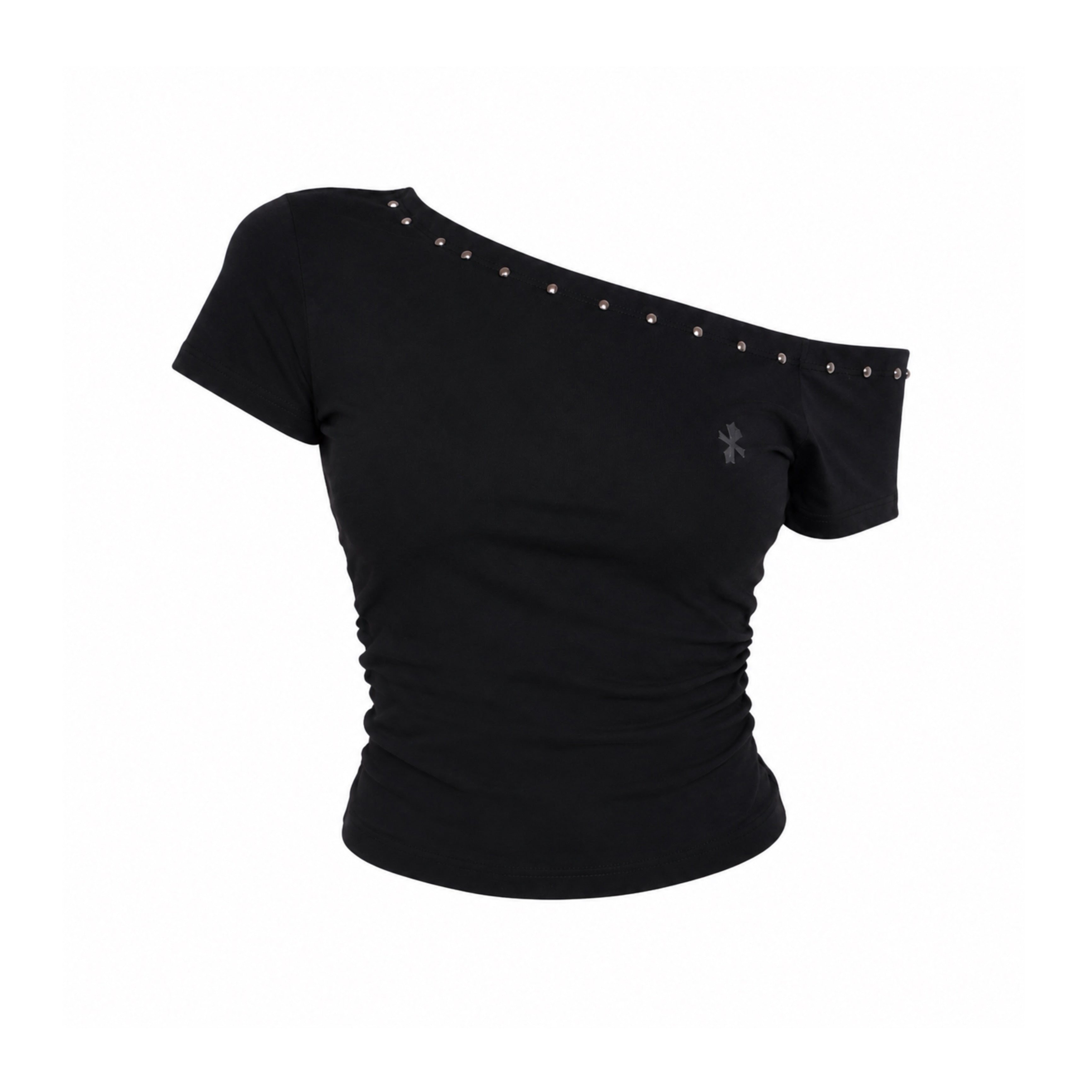 Black Asymmetrical Crop Top – Sculpted Slim Fit
