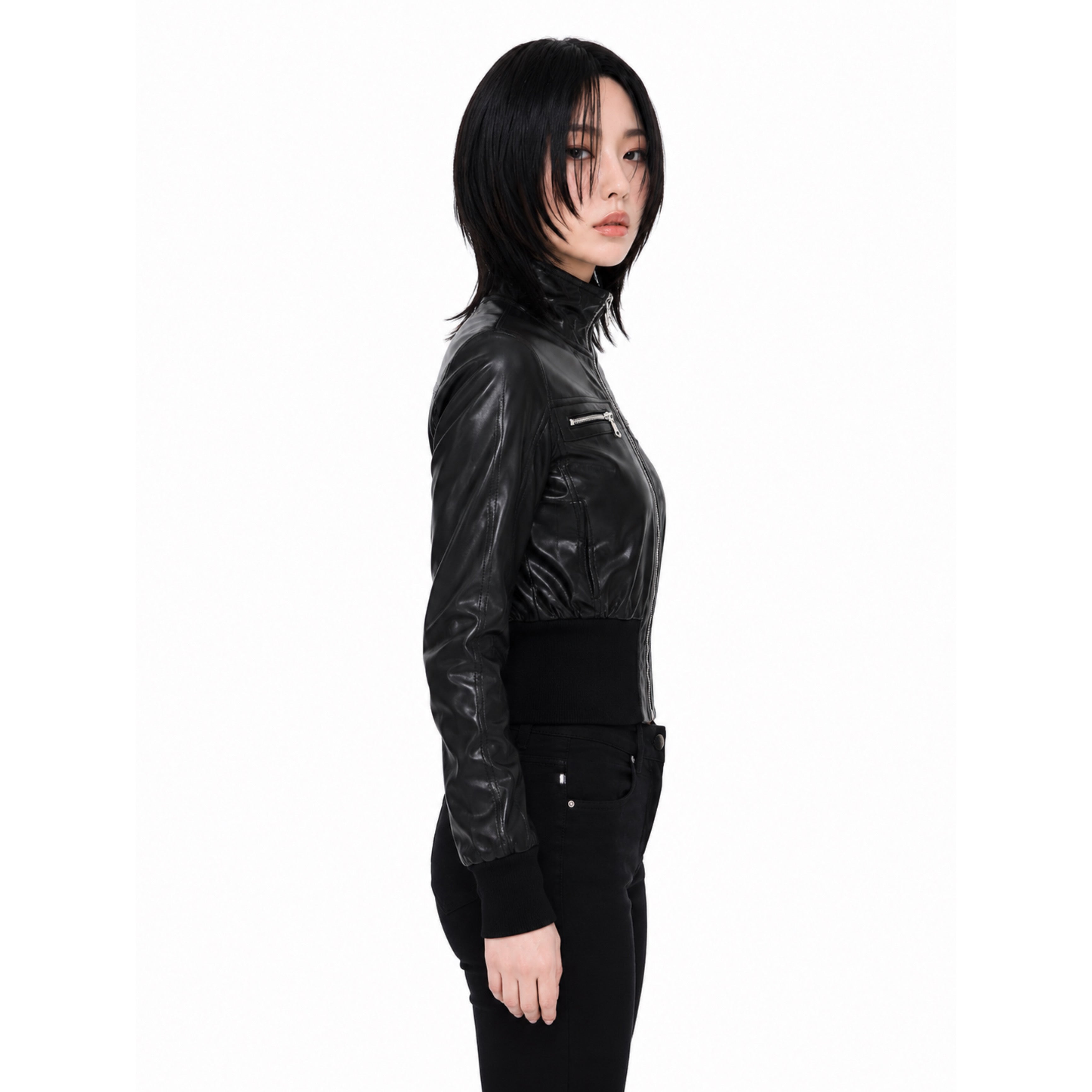 Vintage Gothic PU Leather Jacket – Alt Grunge Streetwear Zip Coat