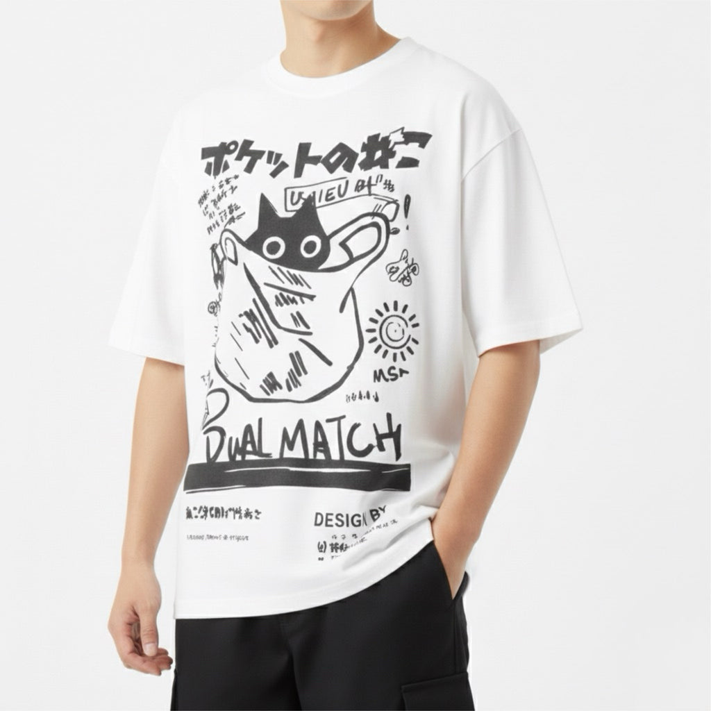 Harajuku Cartoon Cat T-Shirt