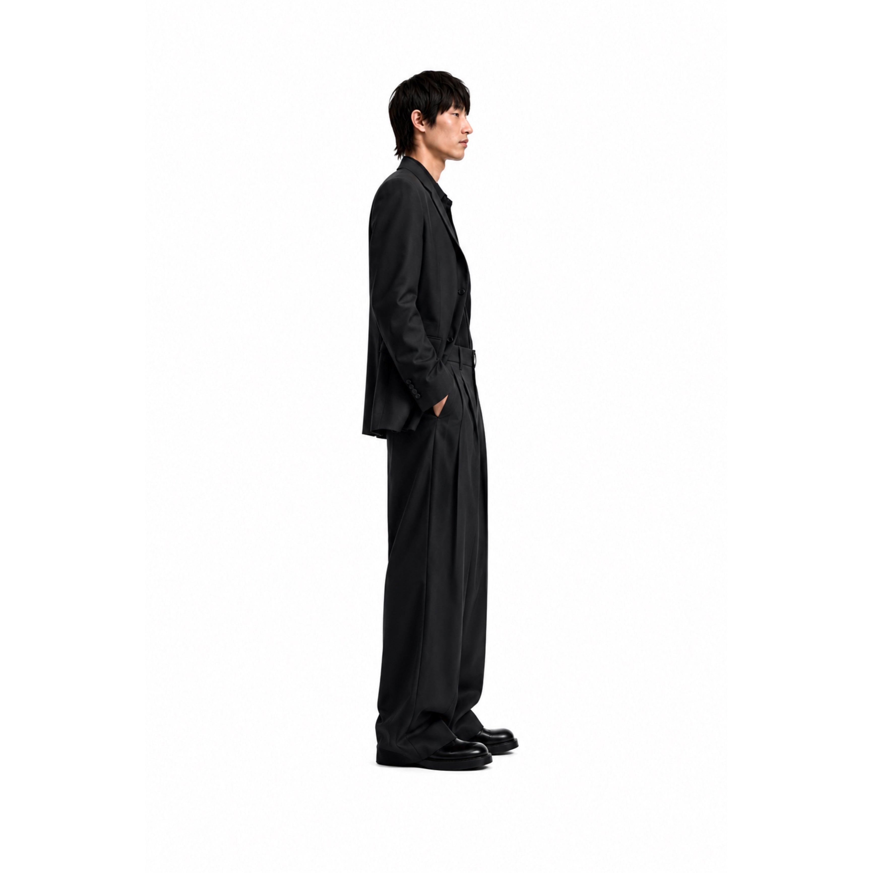 Clean Fit Wide Leg Pants – Black Pleated Low Waist Streetwear