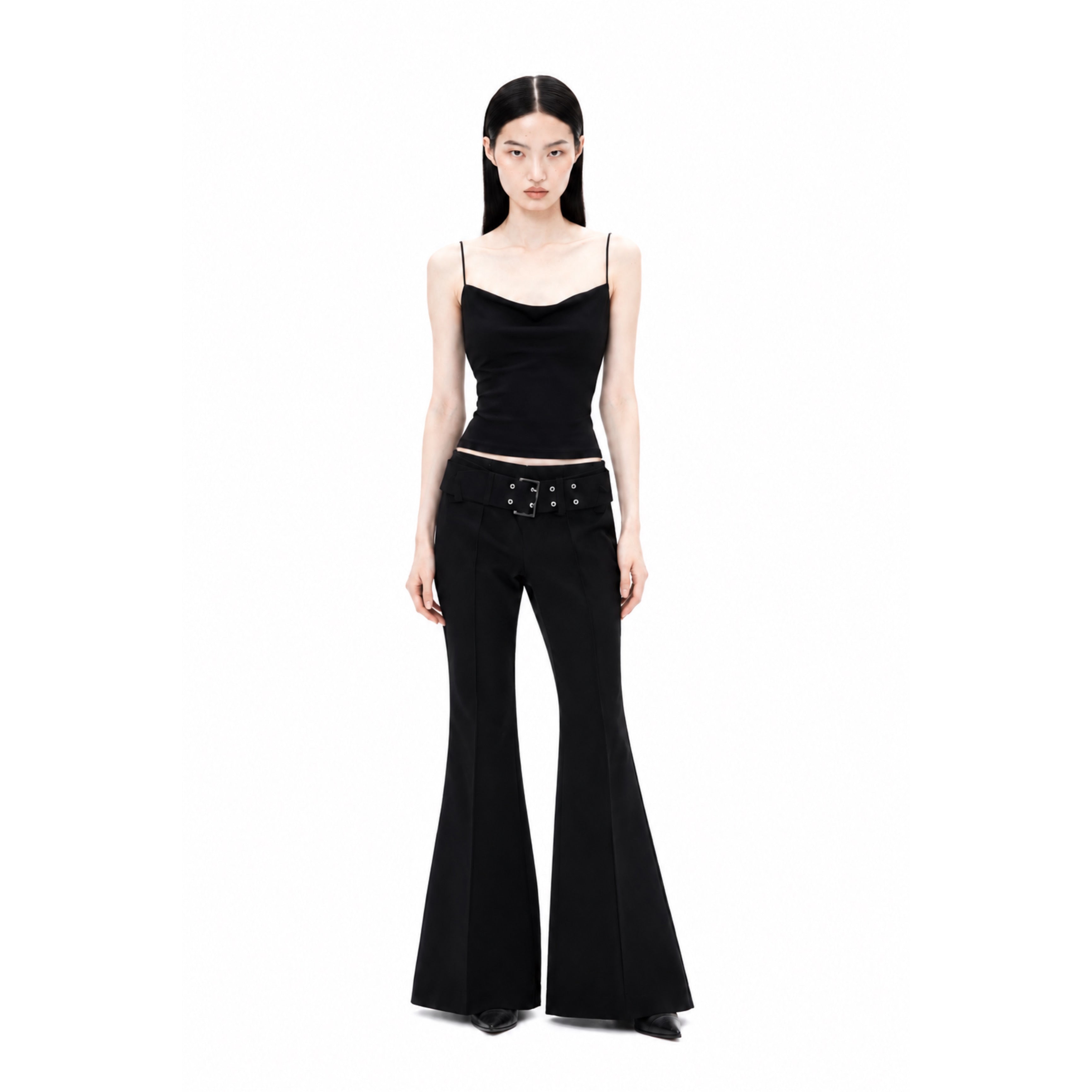 Y2K Black Flare Pants – Women’s Retro Emo Low Rise Aesthetic