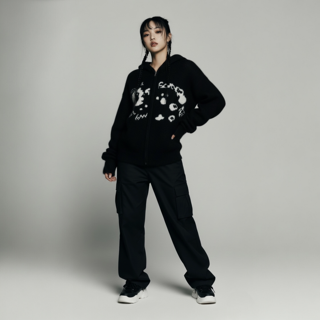 Y2K Kawaii Cat Ear Zip-Up Hoodie