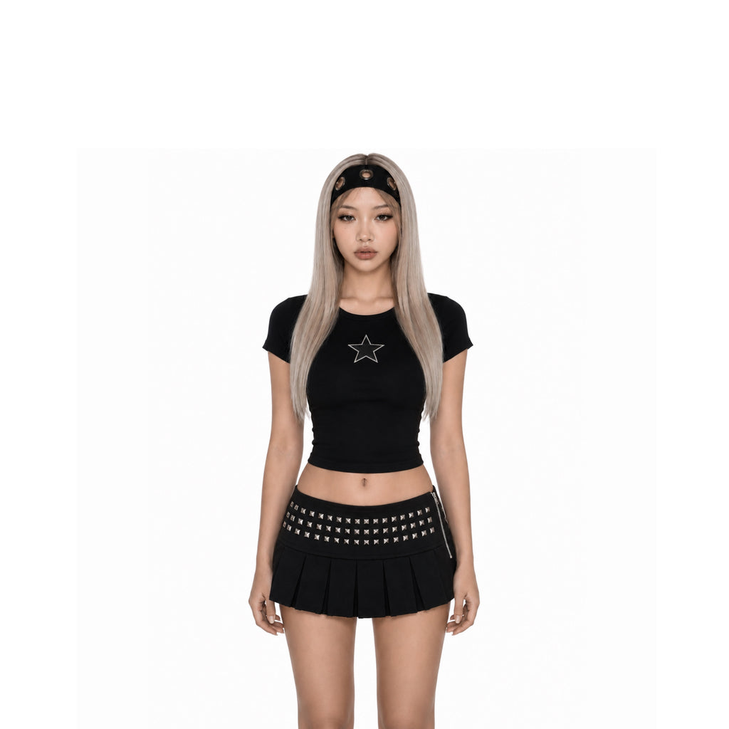 Goth Doll Studded Pleated Skirt