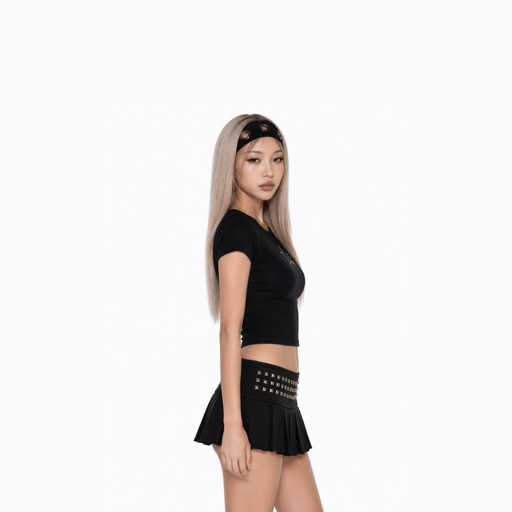 Goth Doll Studded Pleated Skirt