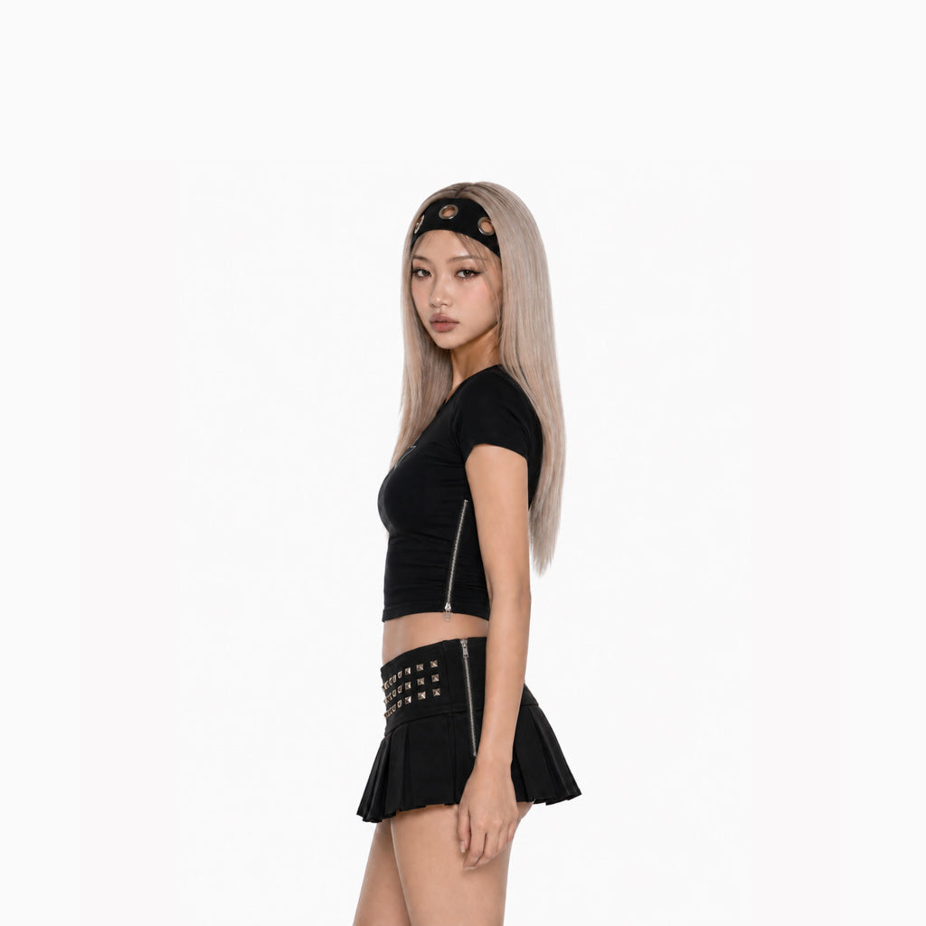 Goth Doll Studded Pleated Skirt