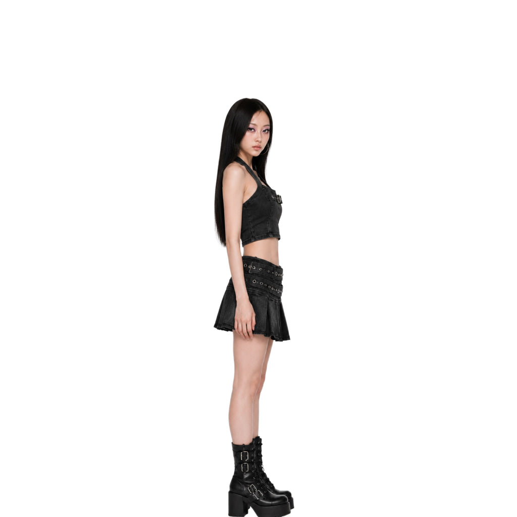 Harajuku Rivet Denim Mini Skirt