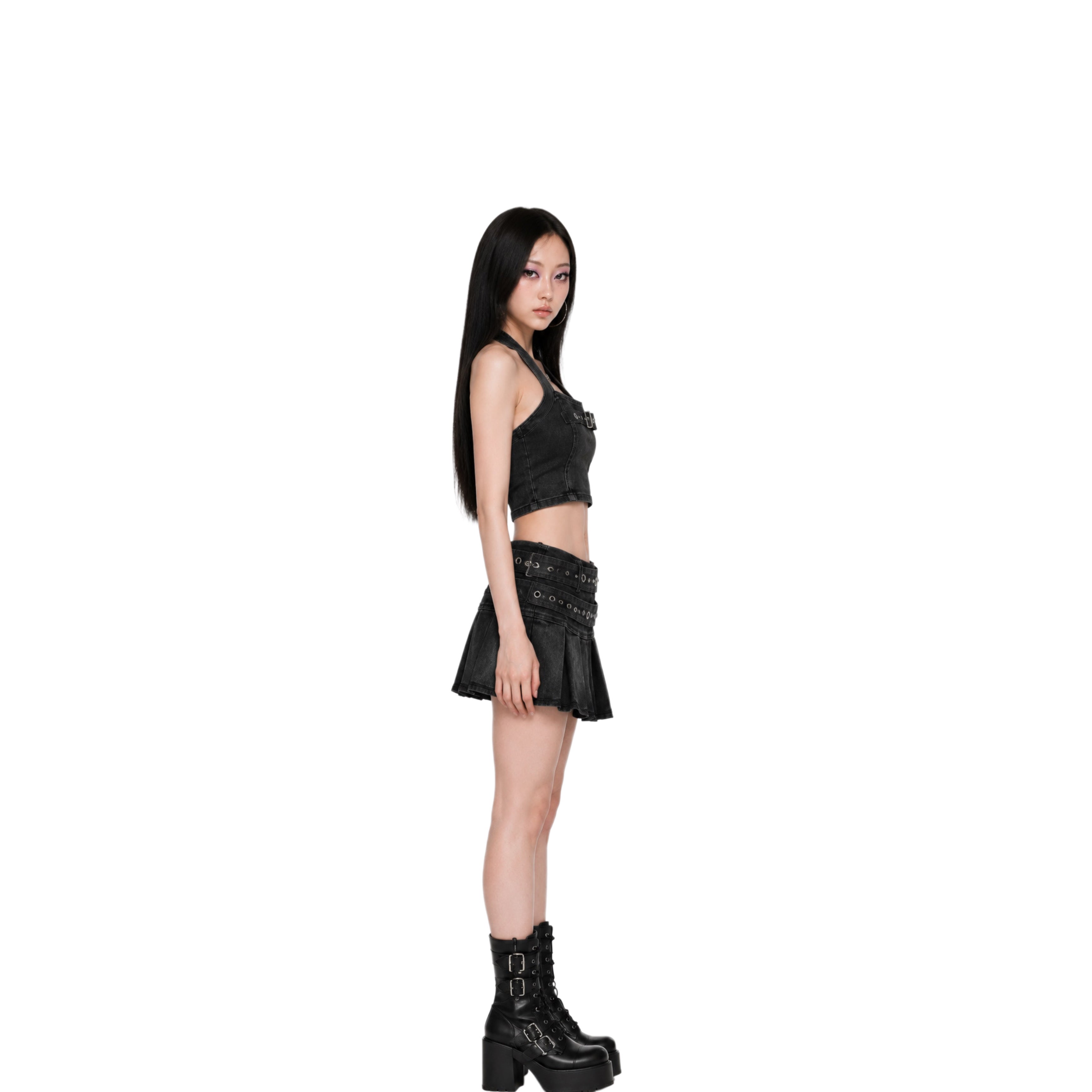 Harajuku Rivet Denim Mini Skirt