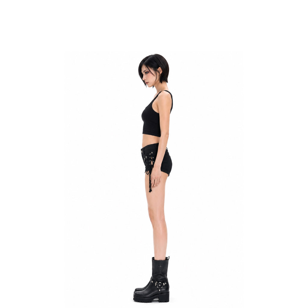 K-Idol Noir Denim Shorts