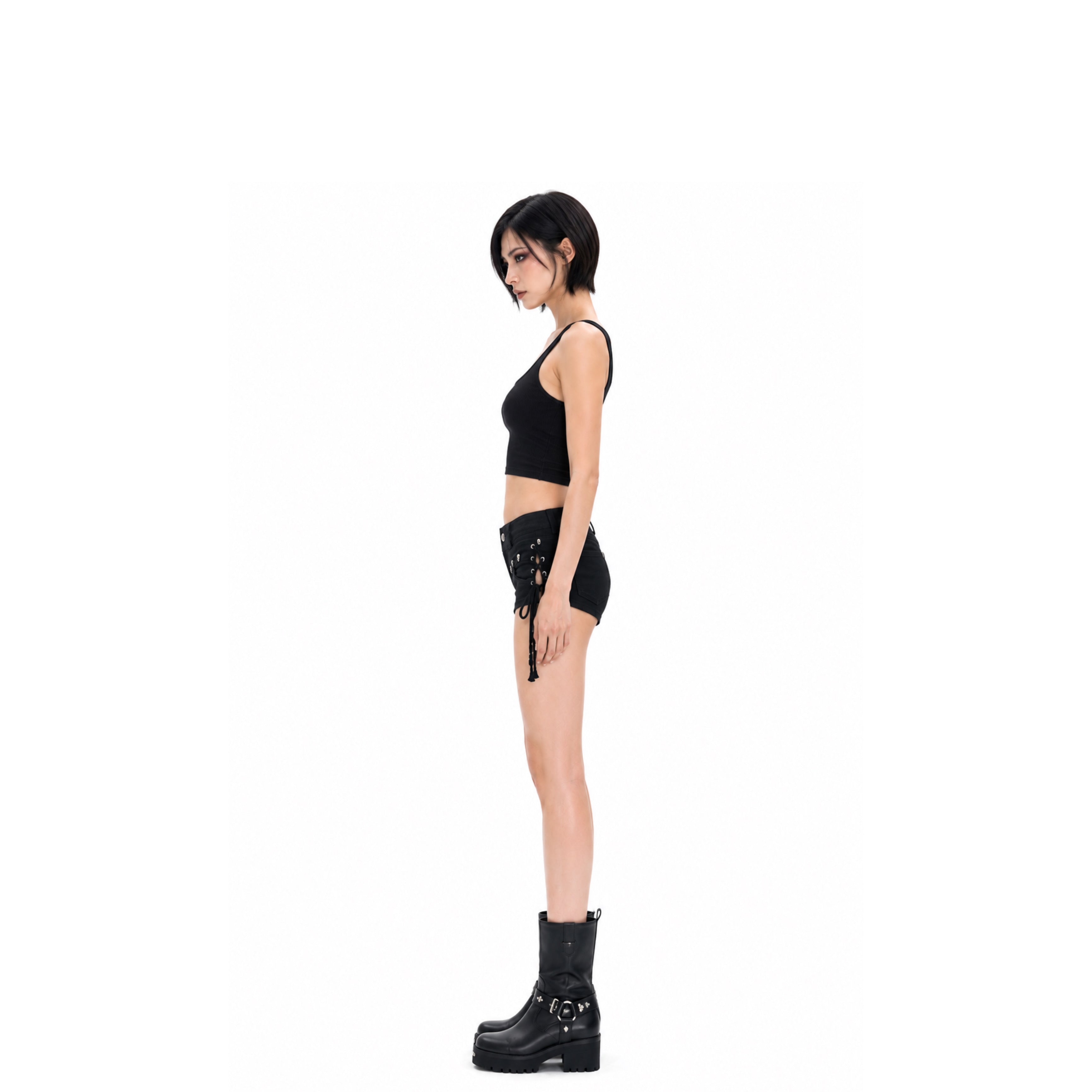 K-Idol Noir Denim Shorts