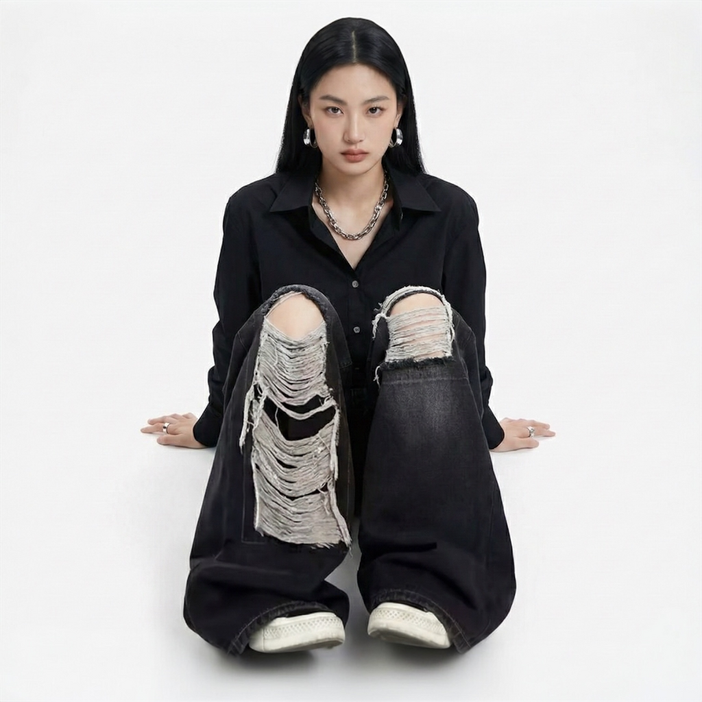 High-Waist Gothic Jeans