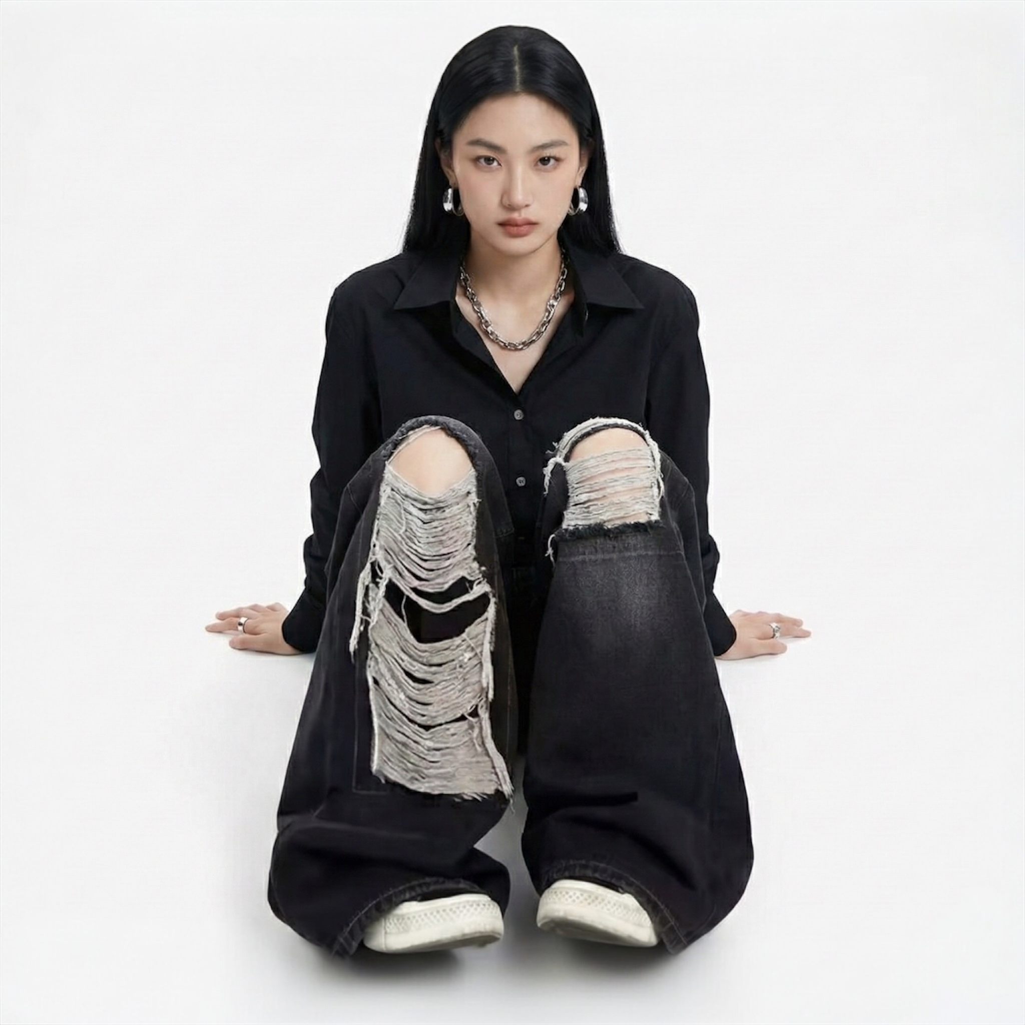 High-Waist Gothic Jeans