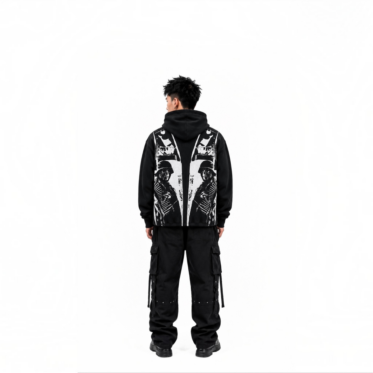 Vintage American Print Hoodie – Men’s Casual Loose-Fit Pullover