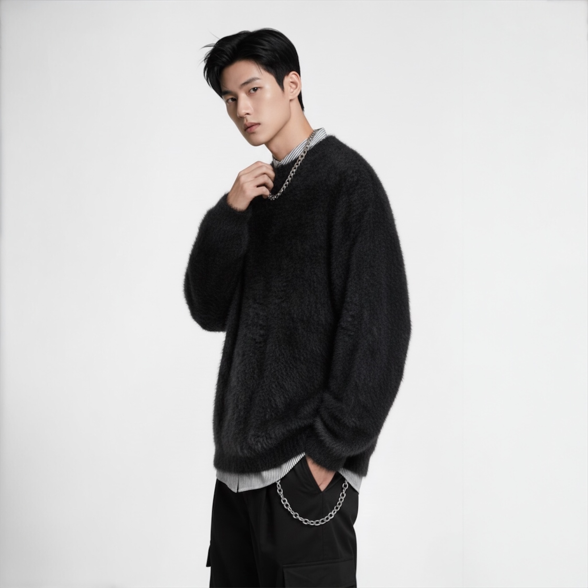 Korean Y2K Fluffy Knit Sweater