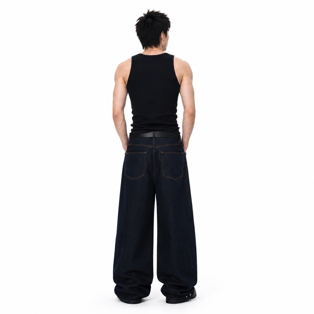 Vintage Wide-Leg Denim Jeans