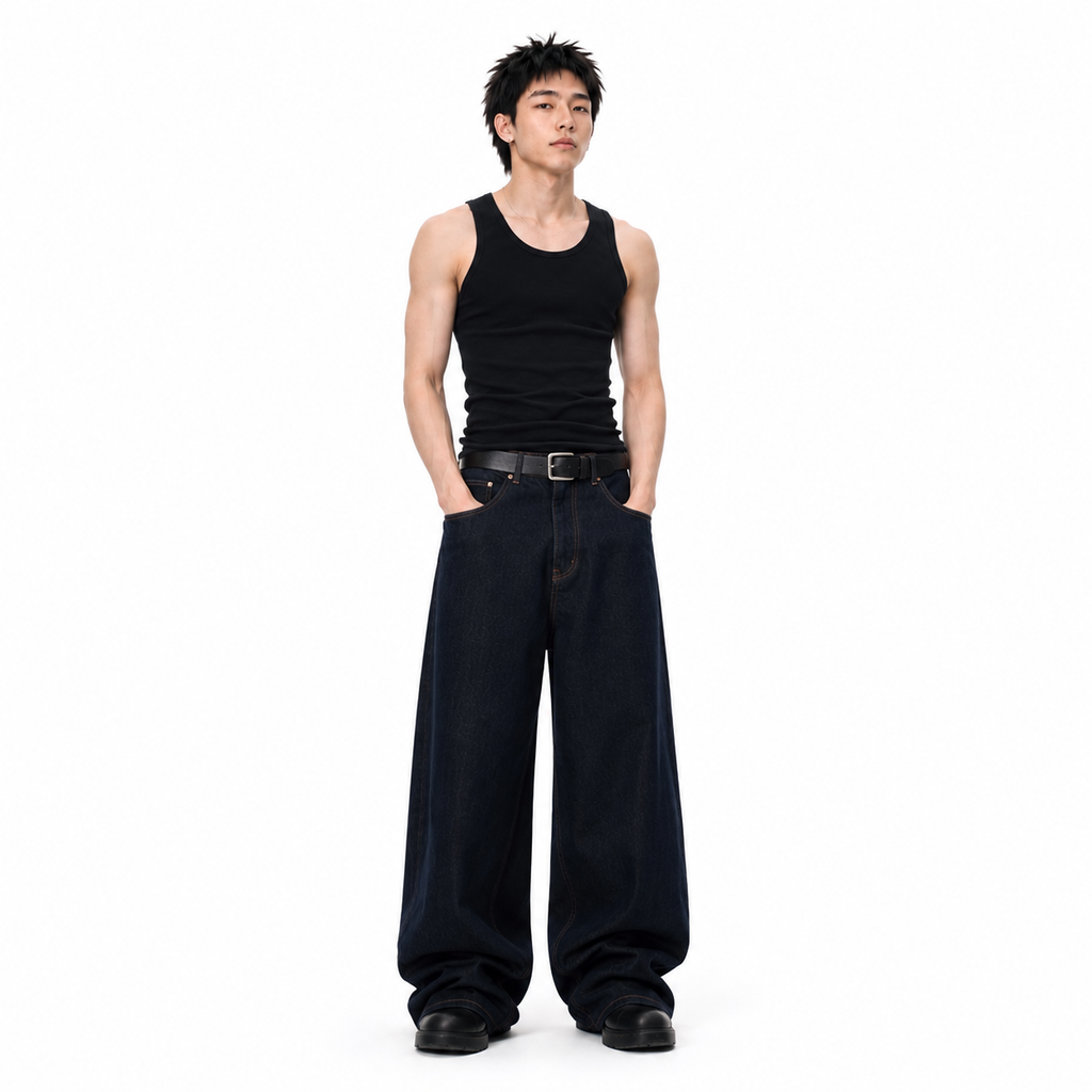 Vintage Wide-Leg Denim Jeans