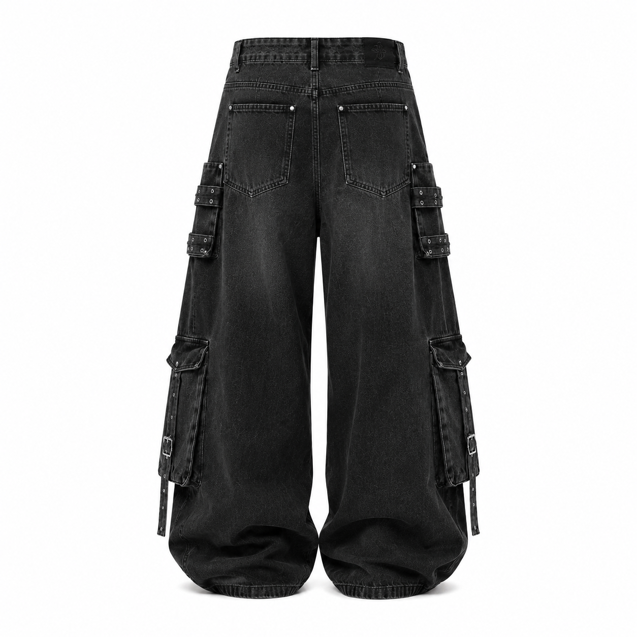 American Style Multi-Pocket Distressed Wide-Leg Denim Jeans for Men