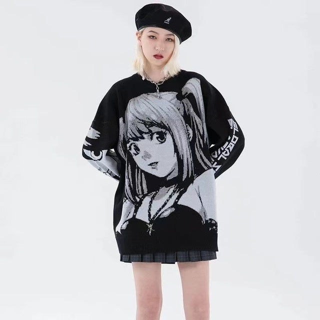 Y2K Women’s Hip Hop Harajuku Anime Girl Knitted Sweater
