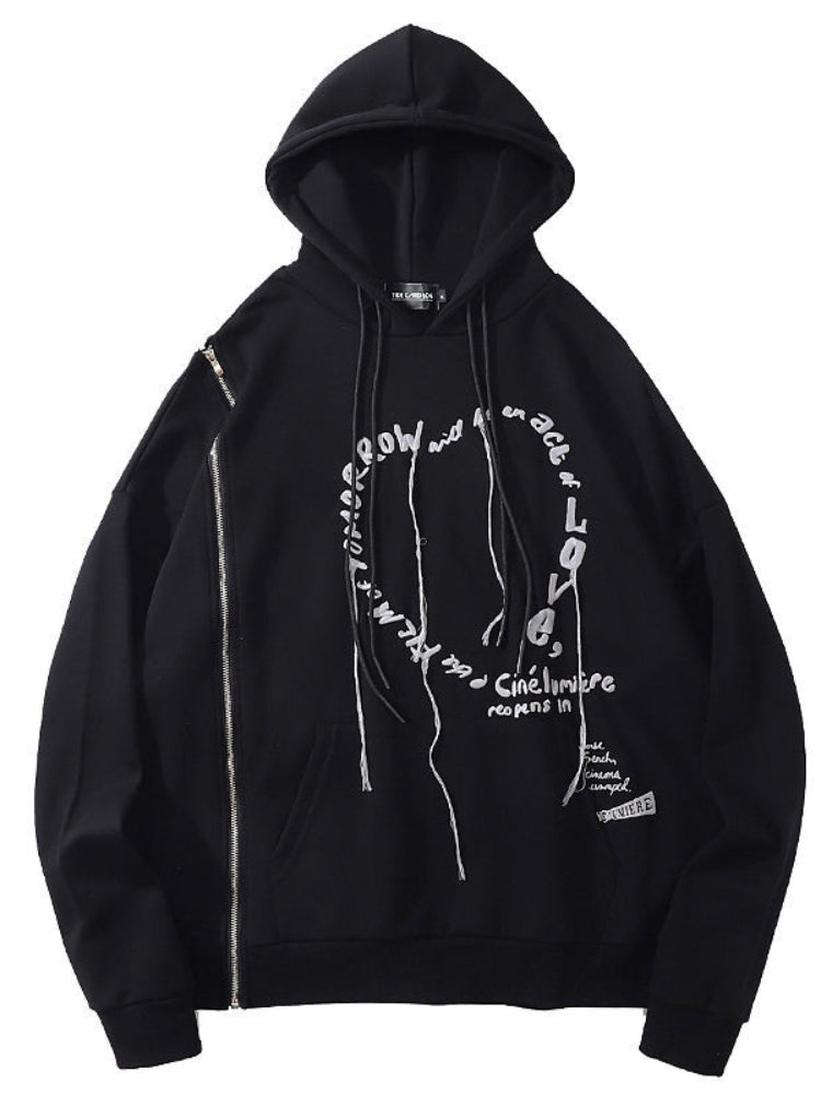 Gothic Punk Oversized Hooded Sweatshirt for Women