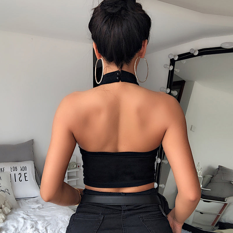 Gothic Hip Hop Women’s Chain Halter Neck Crop Top
