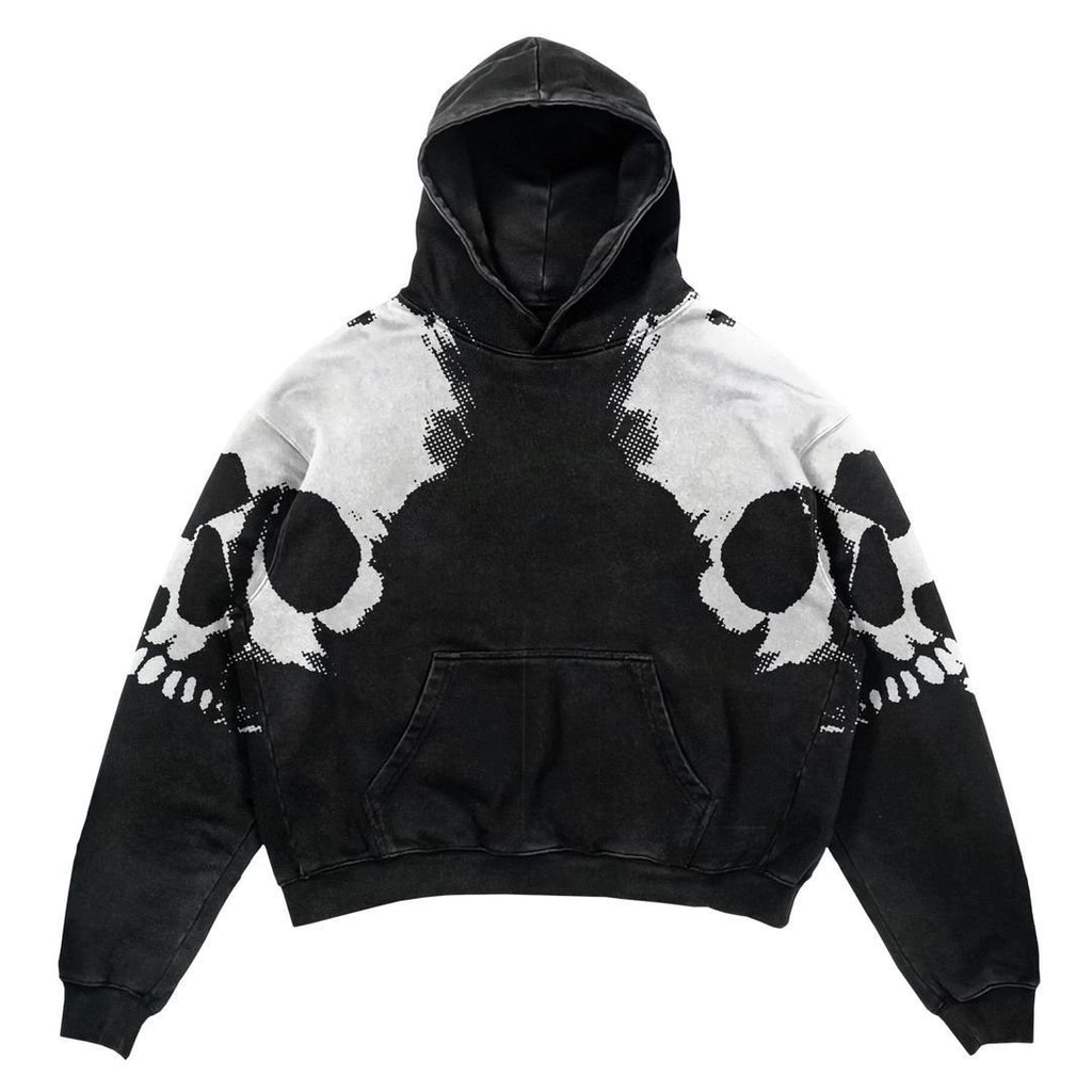 Gothic Patchwork Print Loose Pullover Hoodie Sweatshirt