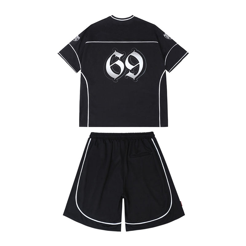 Unisex Summer Hip Hop Sports Set with Gothic Tees