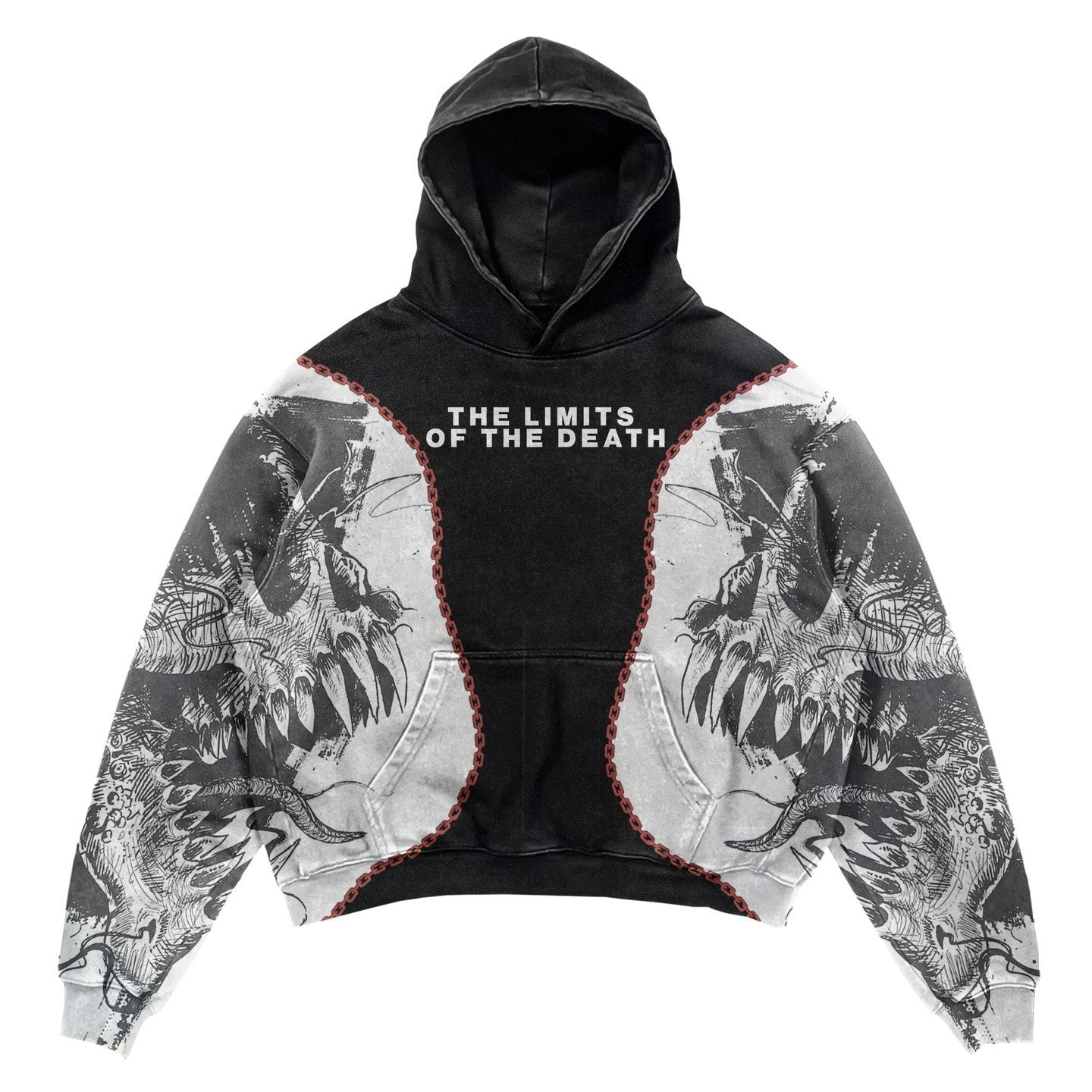 Gothic Patchwork Print Loose Pullover Hoodie Sweatshirt
