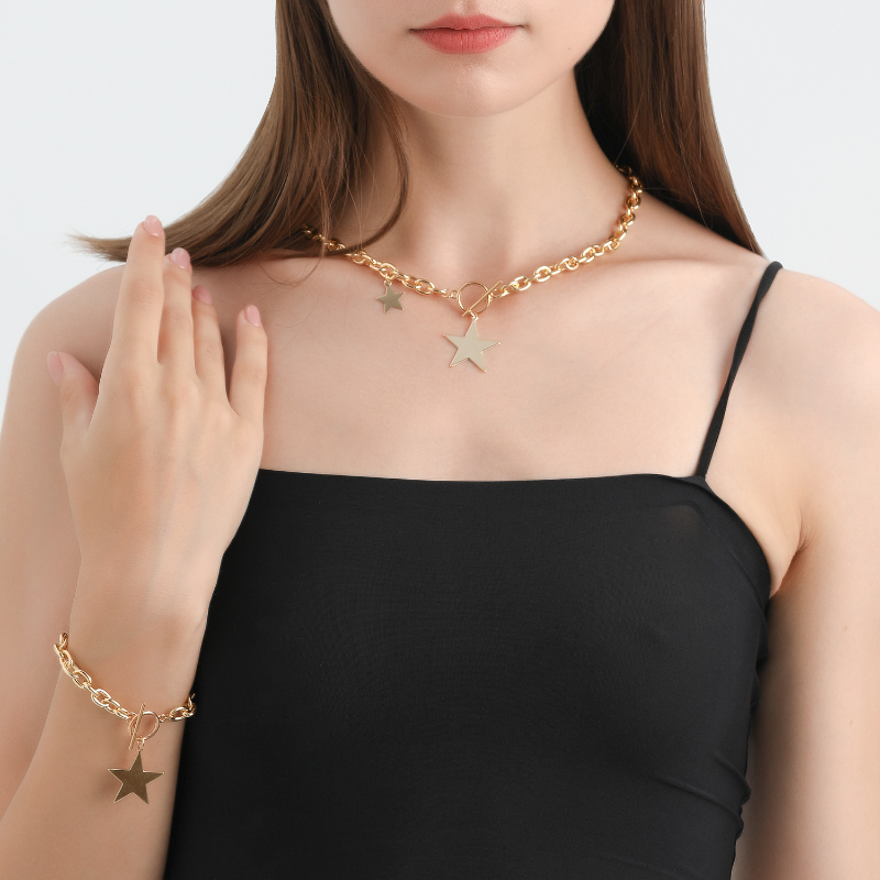 Kpop Fashion Steel Star Pendant Choker Necklace for Women