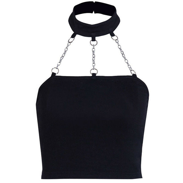 Gothic Hip Hop Women’s Chain Halter Neck Crop Top
