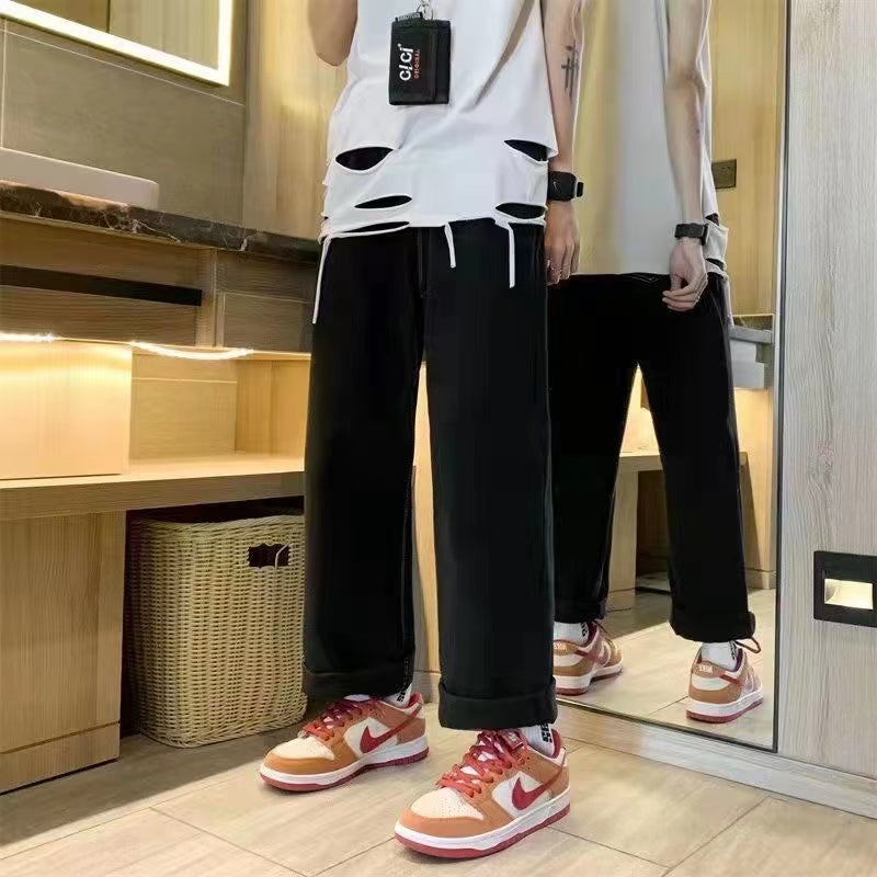Men's Black Star Printed Baggy Jeans - Fashion Trend