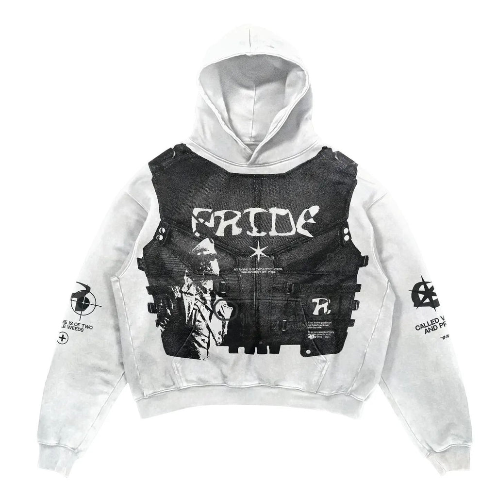 Gothic Patchwork Print Loose Pullover Hoodie Sweatshirt