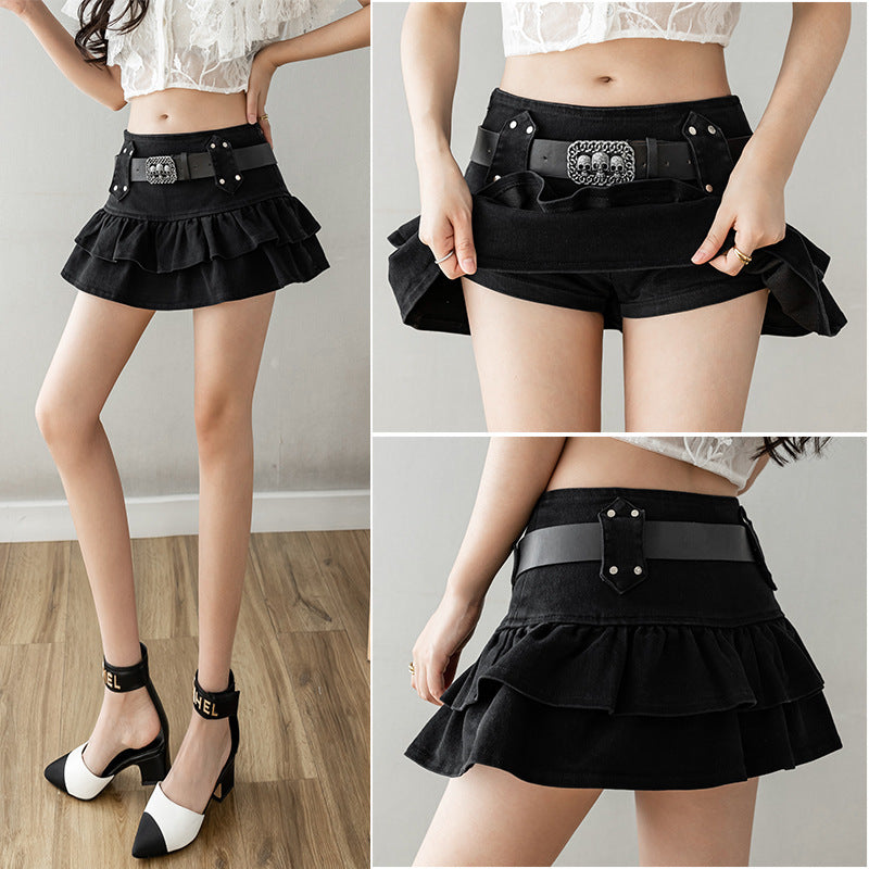 Y2K High Waist Fluffy Women's Short Skirt for Campus