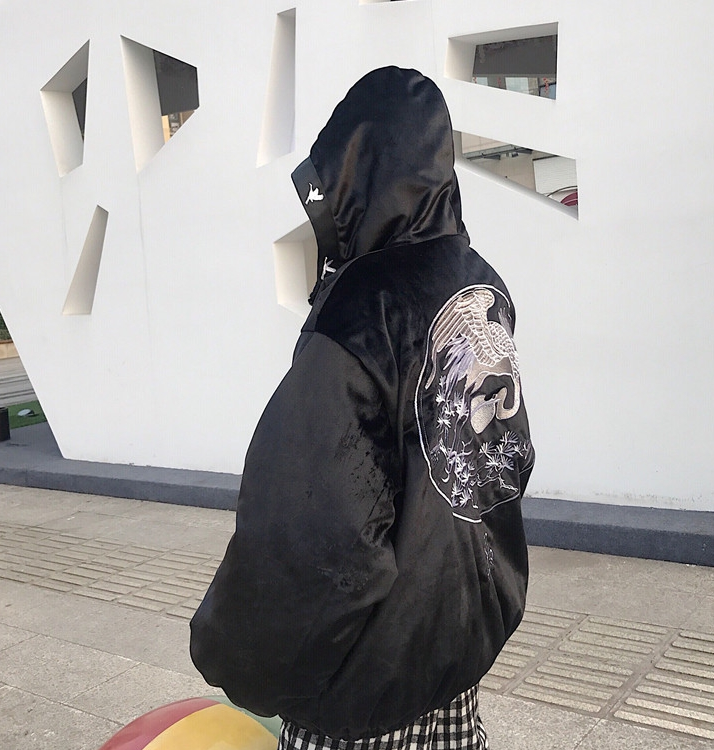 Hooded Jacket, Baseball Jacket, Crane Design