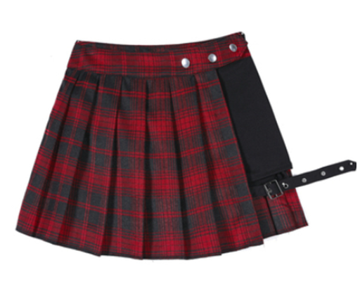 Gothic Punk High Waist Pleated Skirt with Shorts (One)