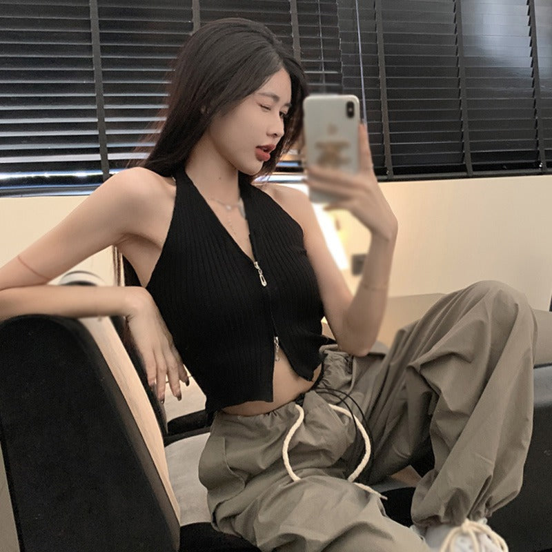 Summer Y2K Women's Backless Knitted Tank Top