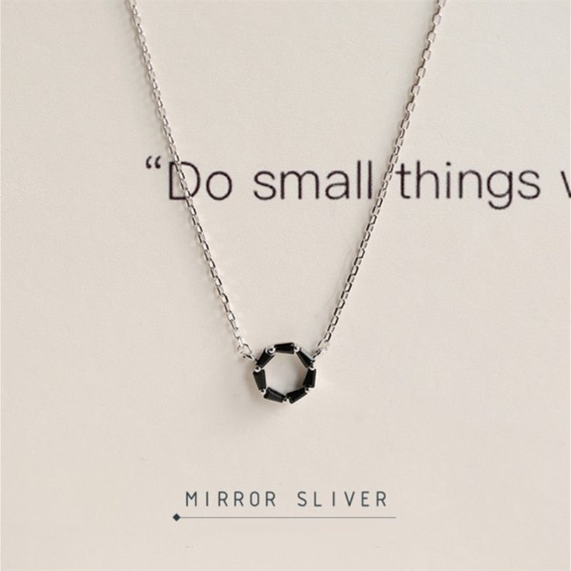 Minimalist Mini Short Necklaces with Black Zirconia